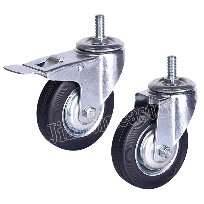 5 Inch Industrial Medium Heavy Duty Rubber Caster Without Brake castor wheel