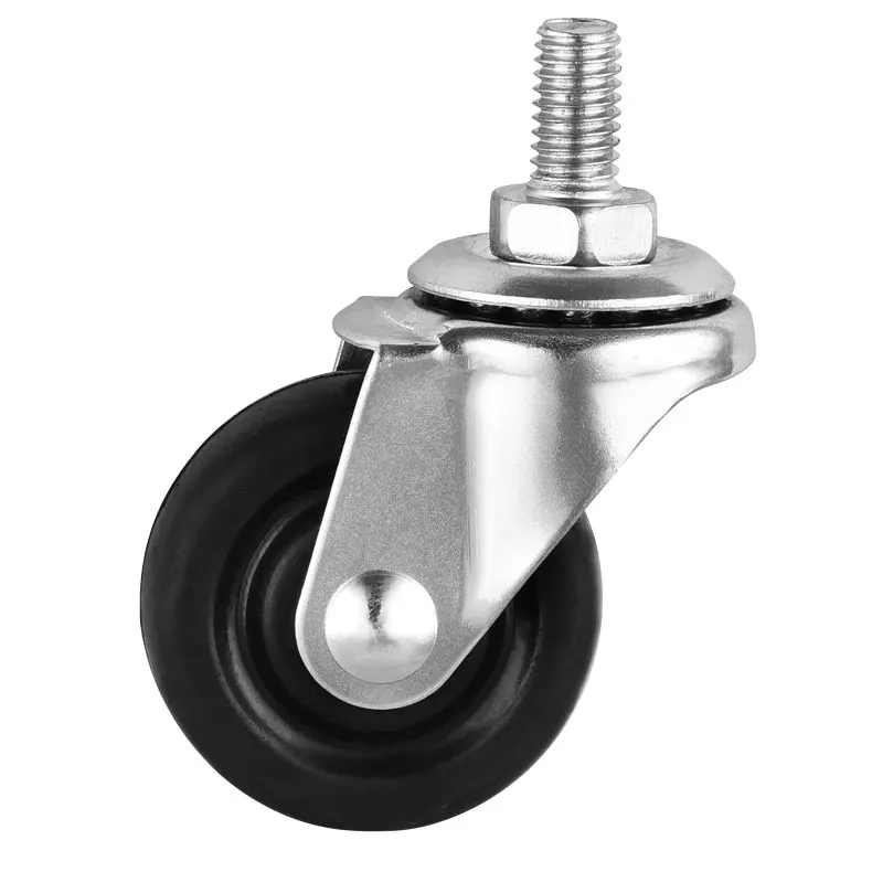 Silent castor M8x15 Caster Wheel Rubber Black Caster 1.5 Inch Rubber Caster