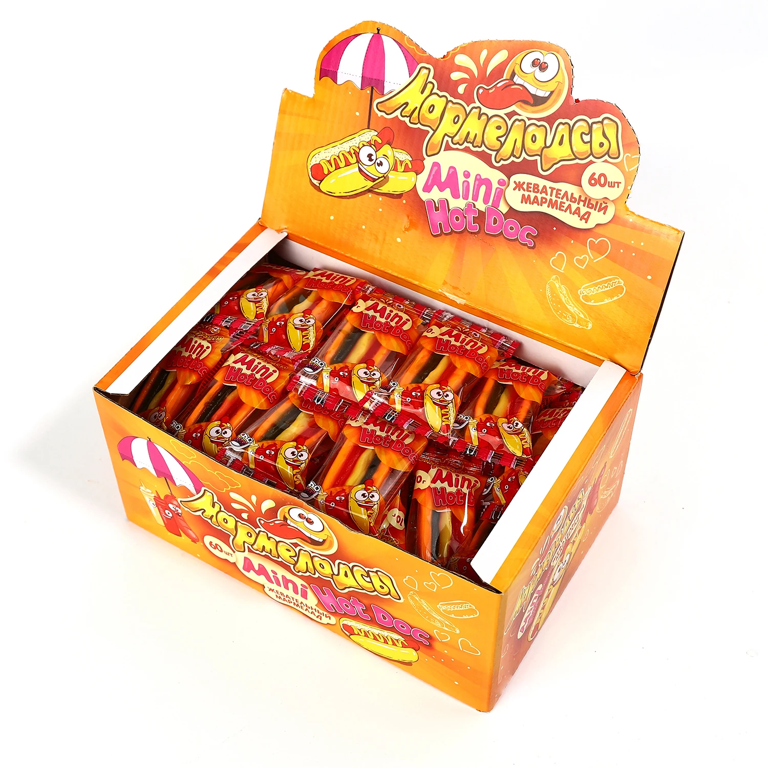 Box packing halal OEM galetin gummy hotdog Halal Gummy Candy Soft Candy Fruity sweets candy factory