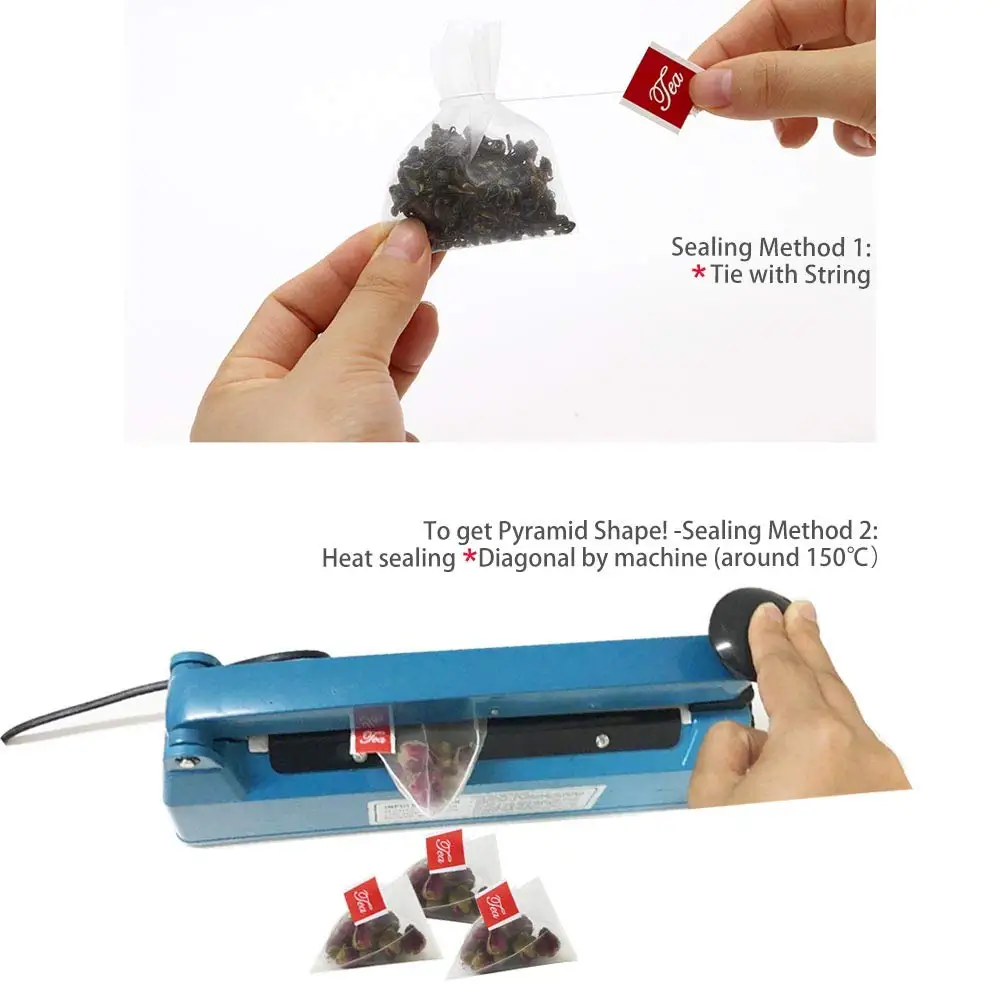 Custom Biodegradable Nylon Pla Corn Fiber Packaging Roll Disposable Heat Seal Empty Pyramid Herbal Moringa Tea Brew Filter Bag