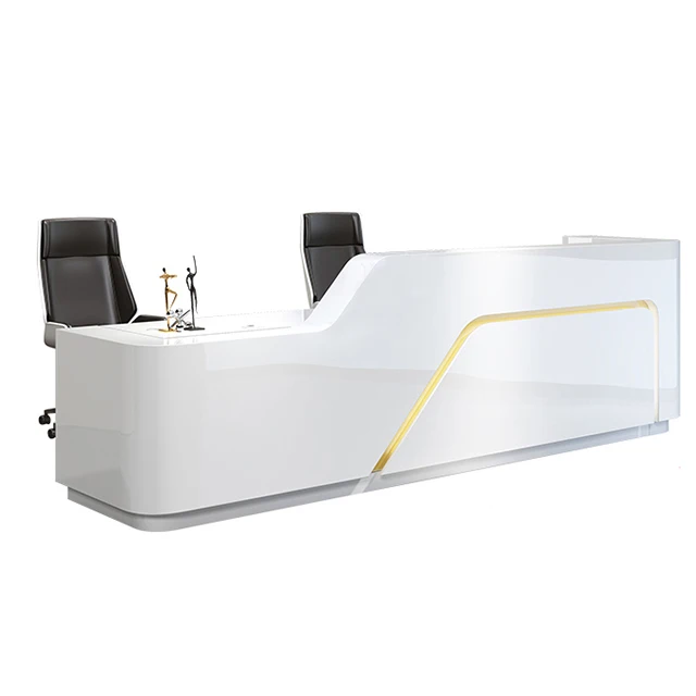 Office front desk counter reception table white l shaped front reception desk modern