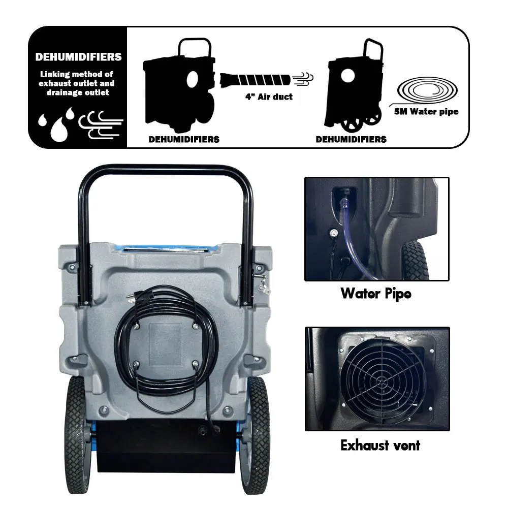 Commercial Dehumidifier  Large Industrial Dehumidifier with Pump, Compact, Portable, Auto Shut Off, for Basements, Gar