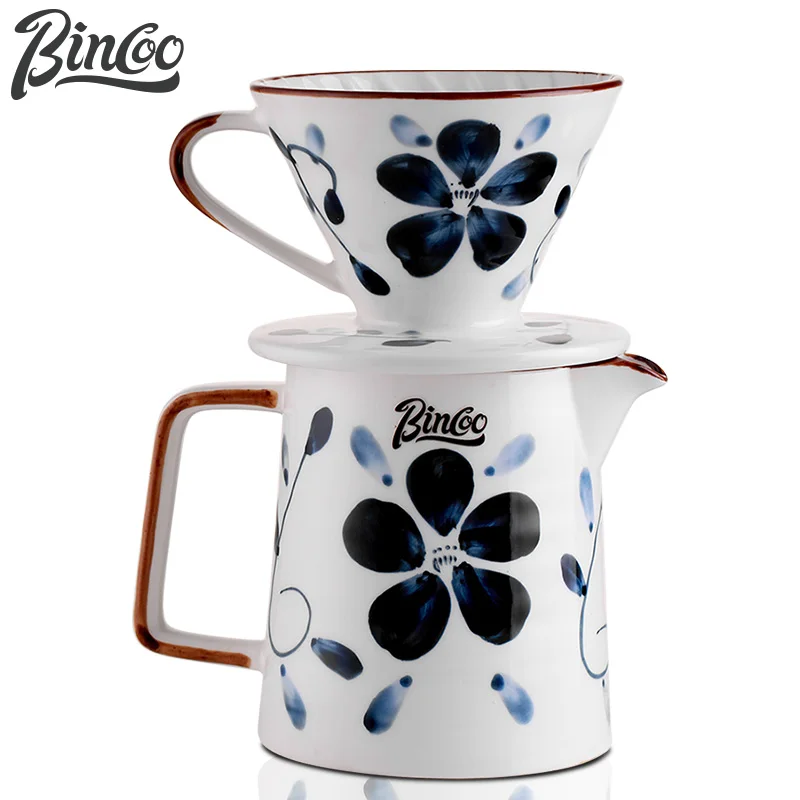 Ceramic Coffee Maker Pour Over Coffee Drip Friends Gift with a Handle Coffee Server Pot Filter,International Colored