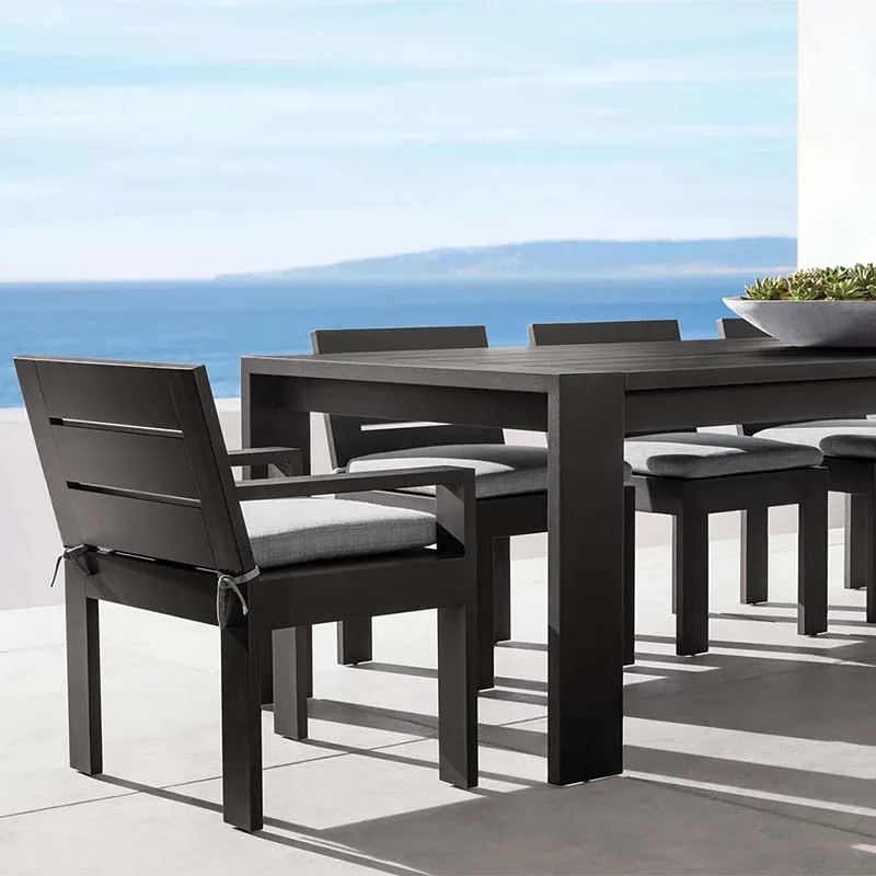 Hotel Outdoor Furniture Aluminum Frame Armchair Garden Table Dining Table