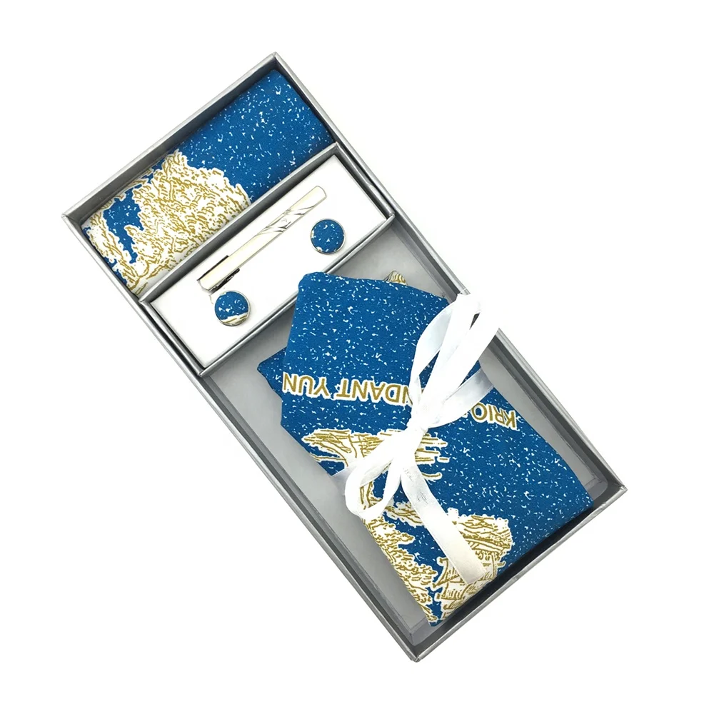 Ручной работы на заказ футболка с принтом галстука дерево парусник платок запонки Подарочная коробка набор для мужчин модные сиренево-синий хлопковый галстук-бабочка