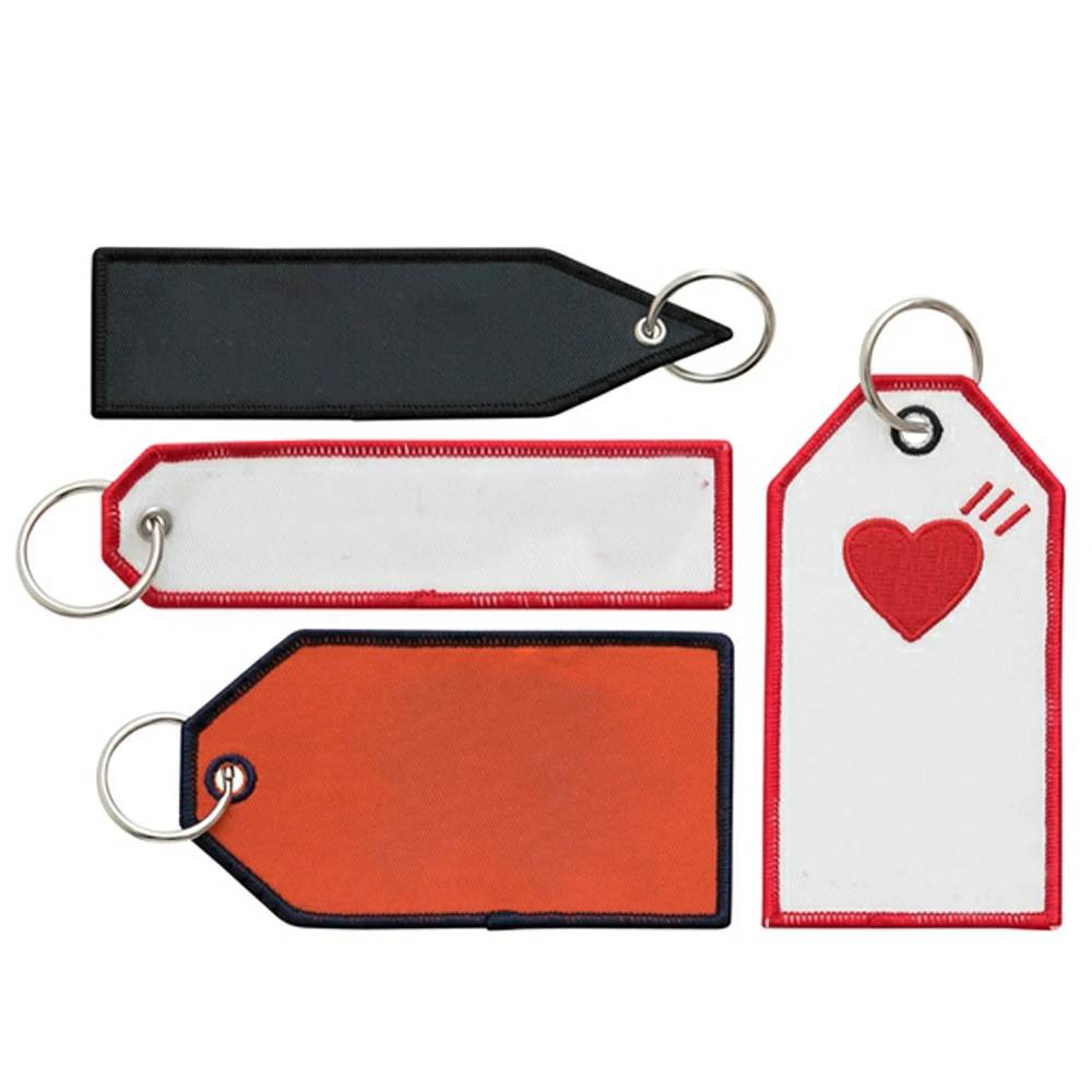 Custom Logo Key Chain Embroidery Fabric Woven Flying Aviation Keychains Brand Key Ring Jet Tag