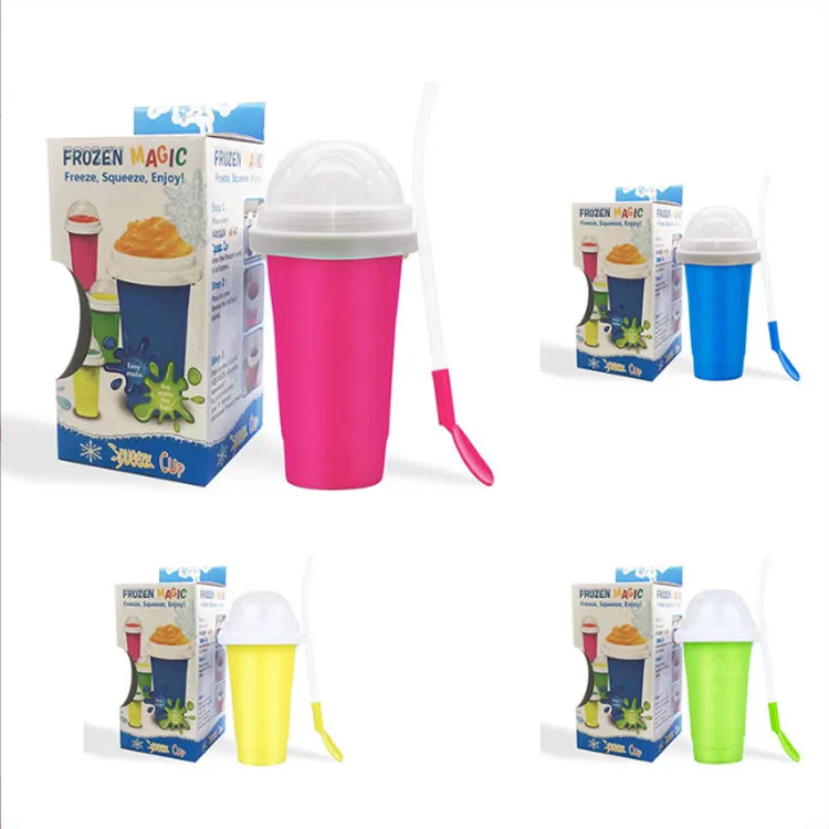Innovative Hot Selling Smoothie Slushy Maker Cup Silicone Lid Straw Sustainable Ice Cream Tools Ice Smoothies Slushies