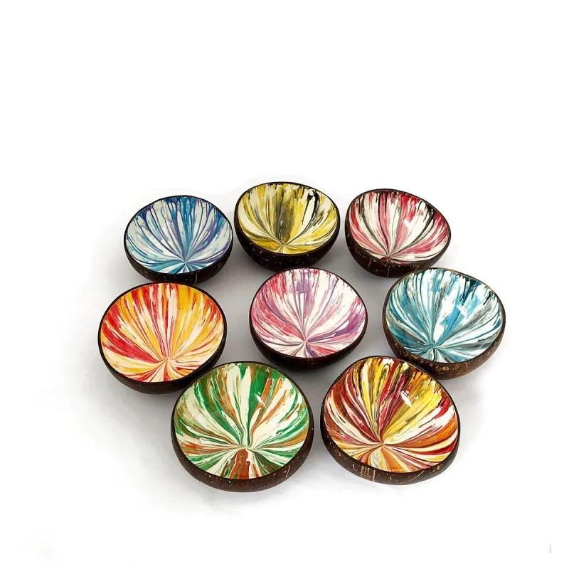 Natural coconut shell bowls hand inlaid shell bowl table top storage decorative bowl