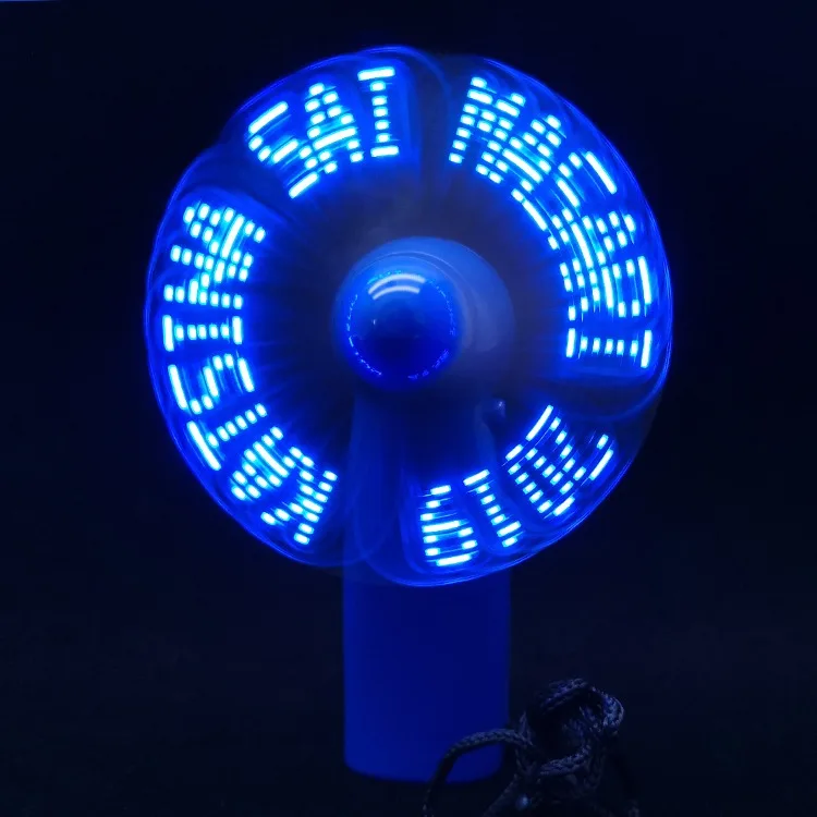 Advertising Promotion Gifts Handheld Portable Fan with LED Logo Cooling Patriotic Light up Mini LED Message Fan