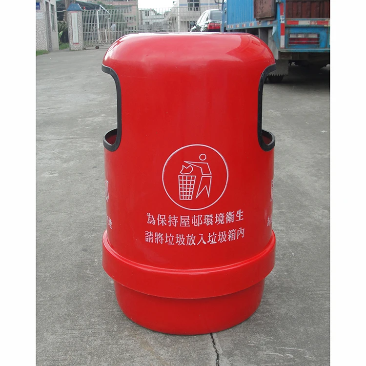 Factory Hot Sales Round Red Garbage Bin Low Temperature Resistance Glass Fiber Resin Garbage Bin