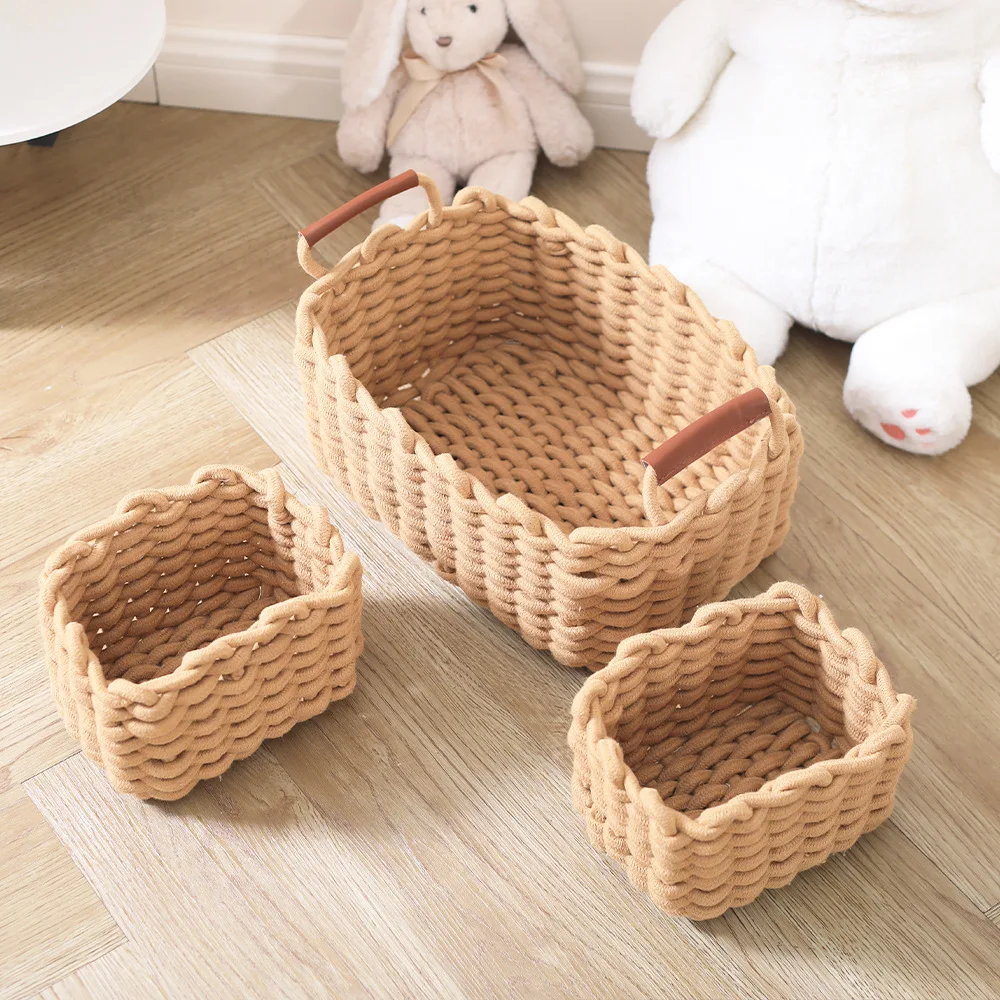 Cotton Stylish Rope Nursery Storage Bin Portable Tote Bag Baby Diaper Caddy
