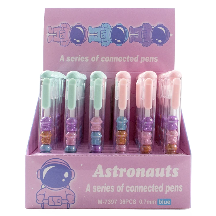 O&Q Wholesale Kids gift school fashion stationery cartoon astronaut semi gel ink pen blue 0.7mm Kawaii