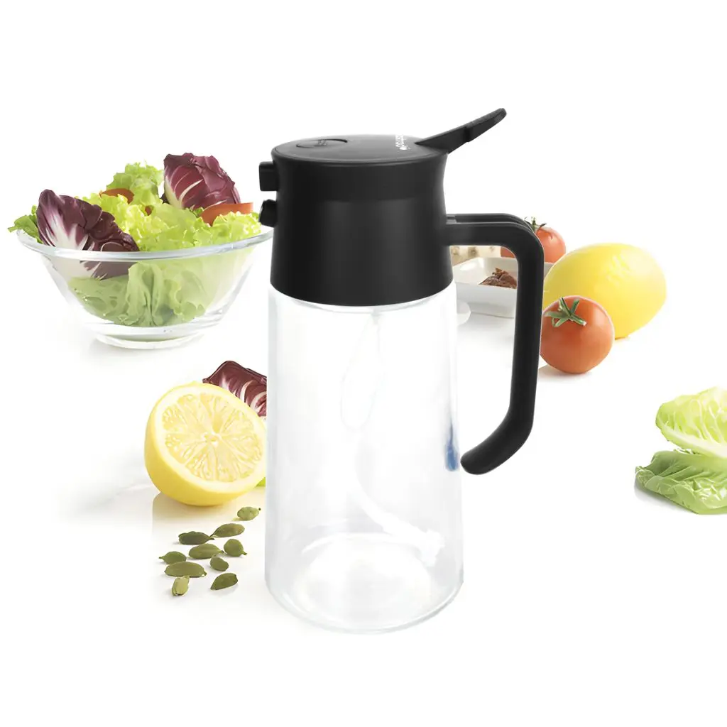 Kitchen 2 in 1 Olive Oil Dispenser 500ml Soy Sauce Vinegar Container Mist Glass Bottle 16oz Baking Oil Sprayer For Cooking