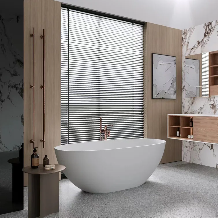 Solid Surface  Freestanding matte white Bathtub for Luxury hotel