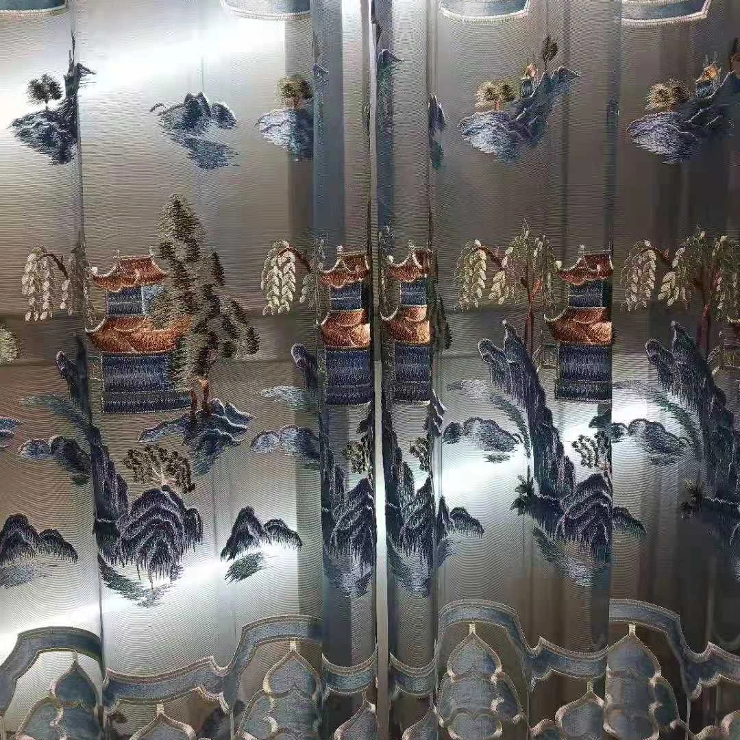 embroidery curtain cloth fabric embroider luxury lace sun screening