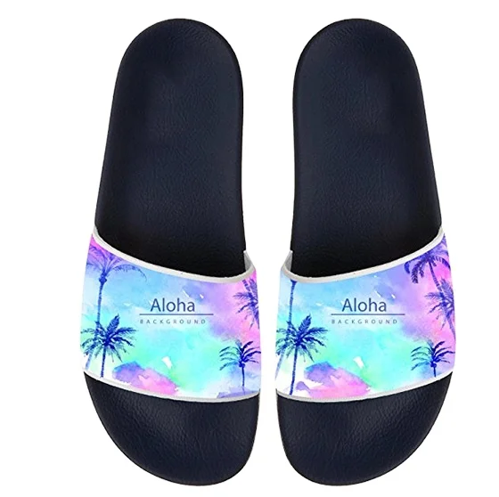 Watercolor sky palm trees Men Slide Slipper Soft Comfortable Bathroom Non-slip Flip Flops Sandals Wholesale Shoes