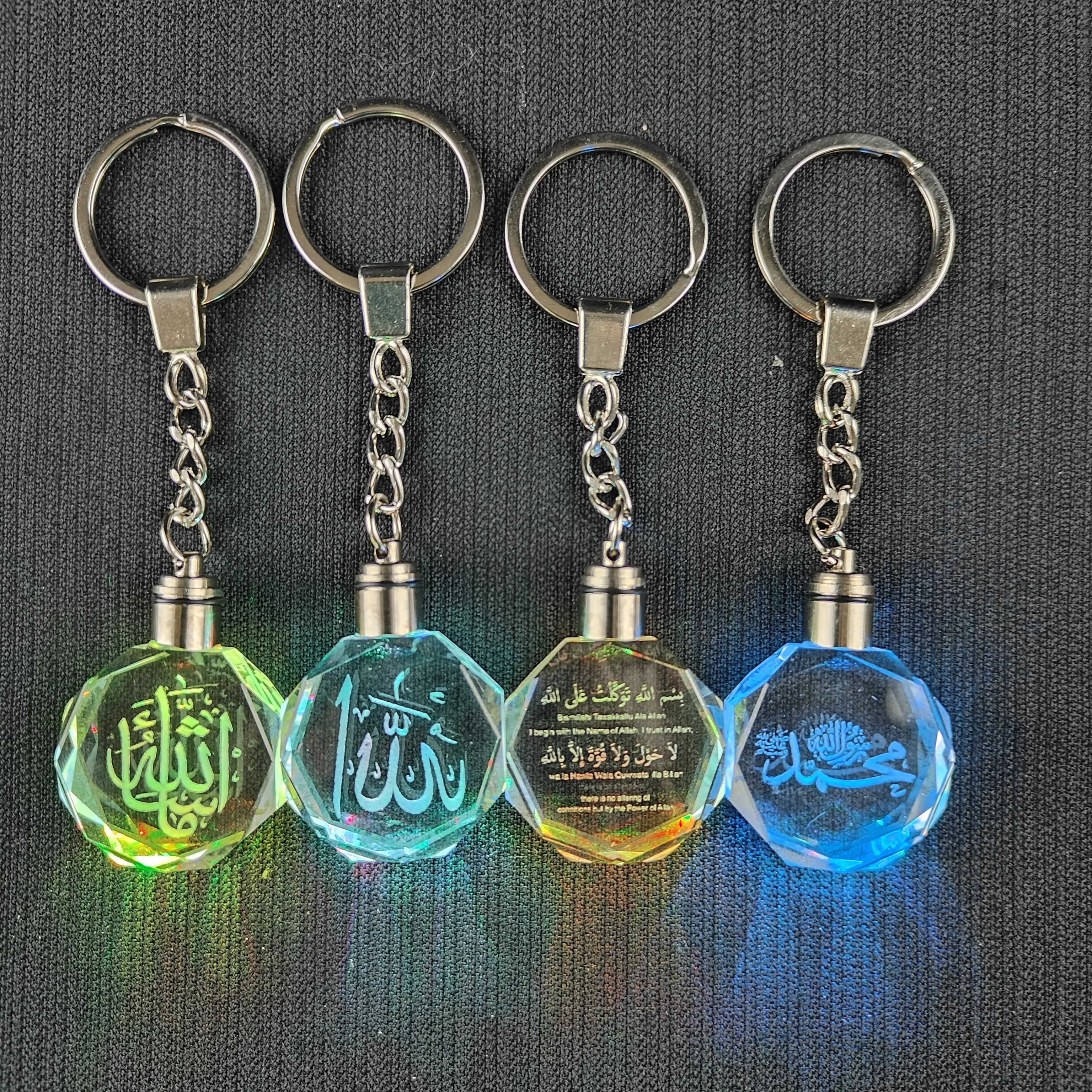 Custom Crystal Moon Blank Keychains for laser engraving Miniature Moon Keychain  led Colorful Glass KeyRing Pendant HangingGift