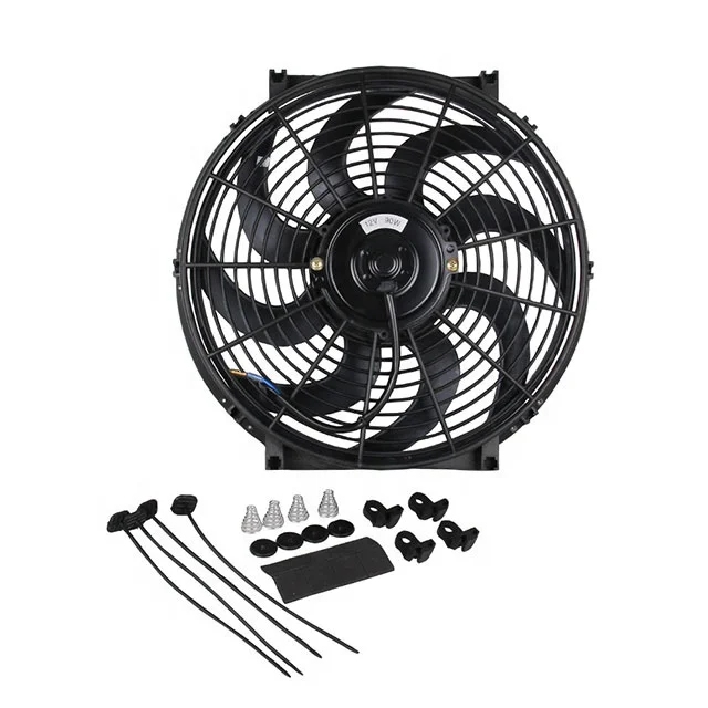 12V 14 Inch Slim Engine Fan Mounting Kit 2250  Reversible Electric Radiator Cooling Bending Fan