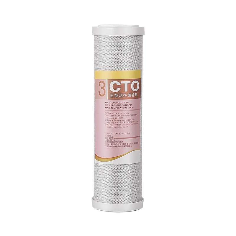 CE Food Grade CTO Filter Cartridge Adsorption 10 Inch Compression Activated Carbon Block Filter for Filtration Water Treatment