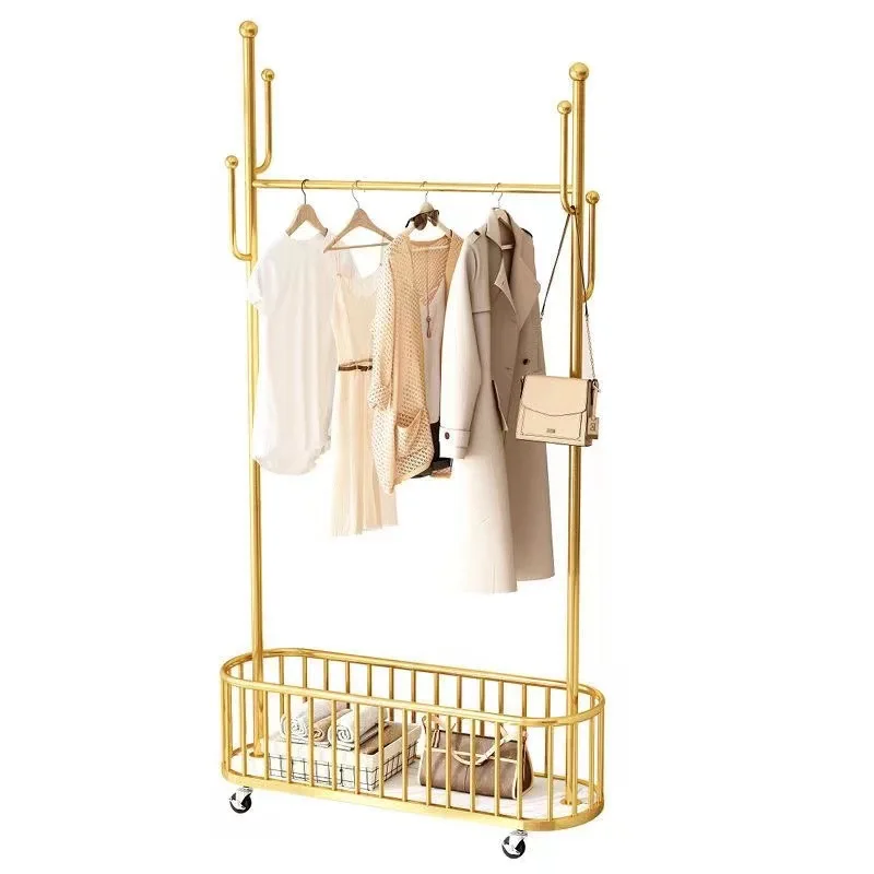 Home Light Luxury Drying Hanger Simple Clothes and Hat Rack for Bedroom Hanging Hanger Removable with Wheels