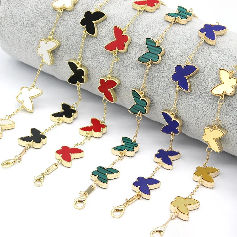 Fashion Ladies Gold Plated Dainty Titanium Stainless Steel Four Leaf Clover Bracelet for Women