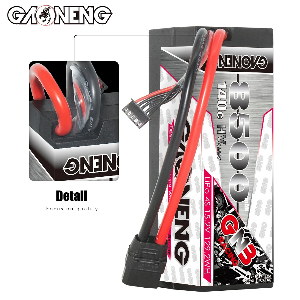 GNB GAONENG 8500MAH 4S 4S2P HV 15.2V 140C XT90 RC LiPo Battery 1:8 1/8 scale RC Racing Car hard case LiHV High Voltage