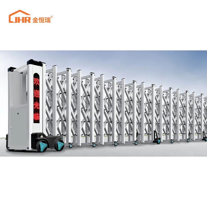 JHR Modern Aluminum Barrier Gate/Electric telescopic gate Aluminum Gates Automatic  Folding Slide Gate