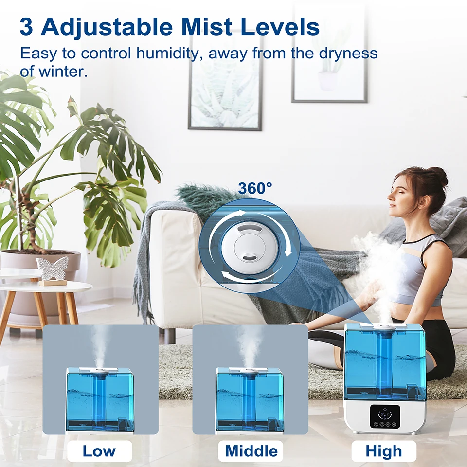 Air Humidifier Cool Mist Indoor Home Water Diffuser Oil Humidifier Large Capacity 5L for Large Room