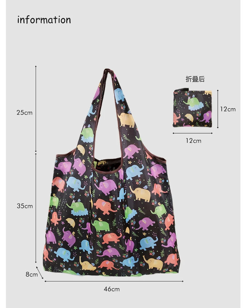 Custom Printing Logo Ripstop Machine Washable 190T Polyester Grocery Folding Tote Bag Reusable Rpet Foldable Shopping Bag