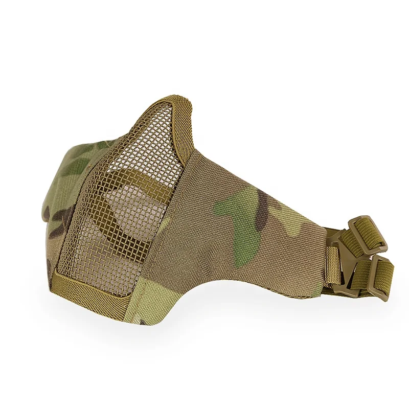 ActionUnion Tactical Steel Mesh Masks For Fast Helmet - Protective Gear Striker Camo Half Face Mask For CS Game Halloween Mask