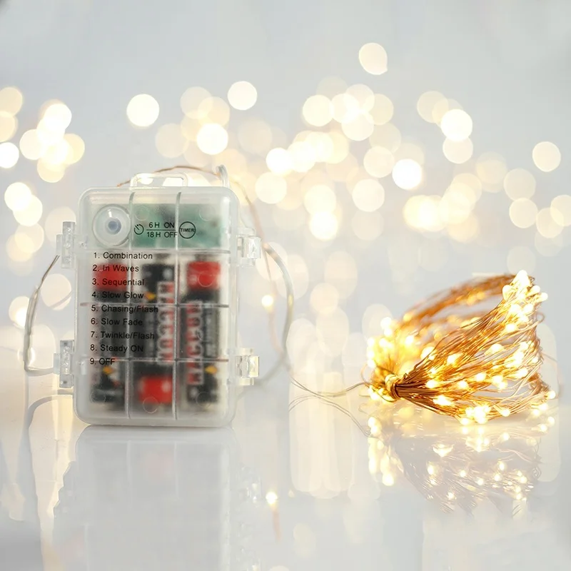 Waterproof Remote Control Outdoor Holiday LED string light 10M Fairy Lights Battery Operated 8 Mode Copper Wire
