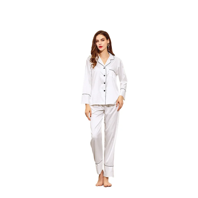 825 Satin Long Pajamas Set With Pants Satin Silk Pajamas For Women Set Plus Size Loungewear Women Sets