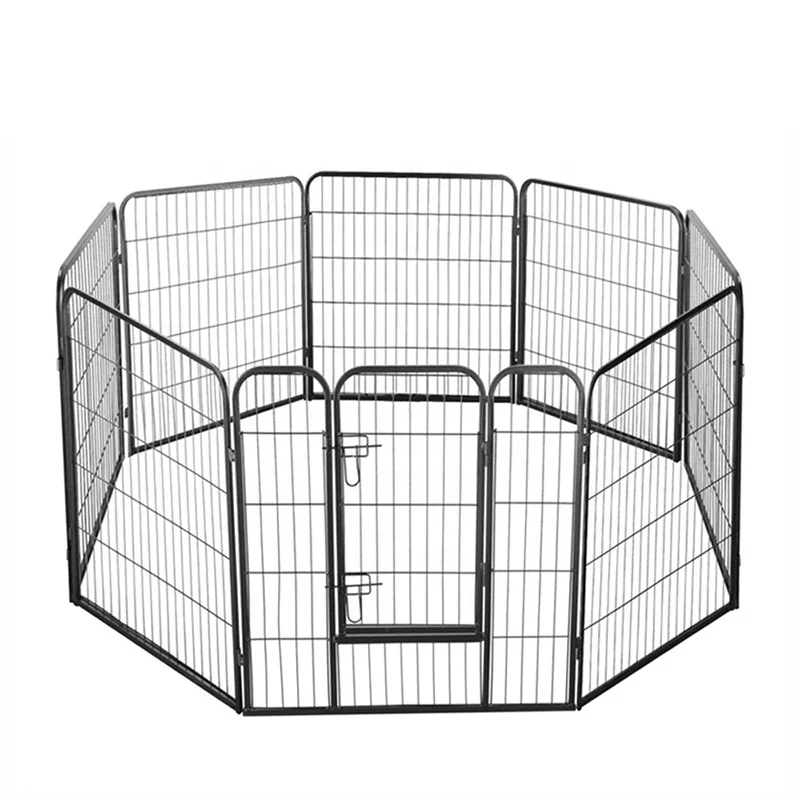 Wire Metal 8-Panel Octagon Black Enclosure Fence Exercise Kennel Crate Gate Cage Playpen