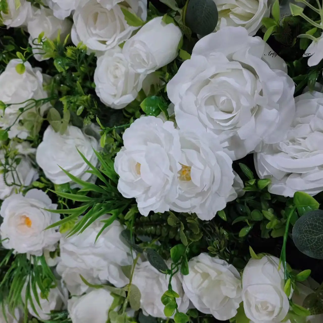 DKB  5d Roll Up Flower Wall Backdrop wedding decor backdrop Flower Wall panel Cloth Flower Wall Green and White