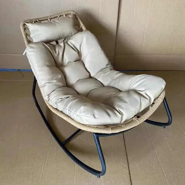 Wholesale Indoor Outdoor Garden Sun Living Room Lounge Chair Balcony Waterproof Rattan Rocking Chair with Good Quality