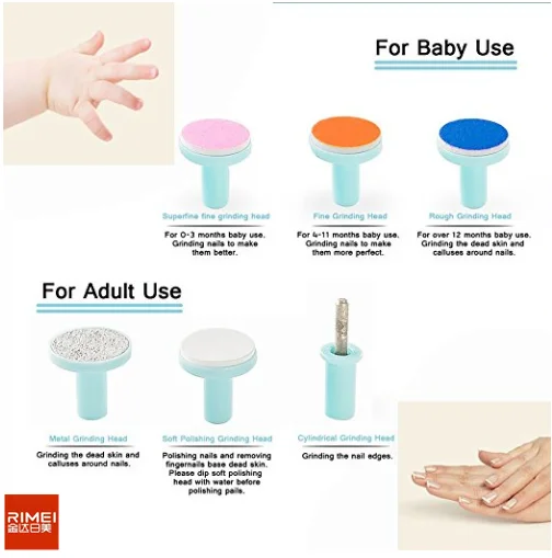 RIMEI hot sale high quality new baby nail file electric nail trimmer for baby manicure set