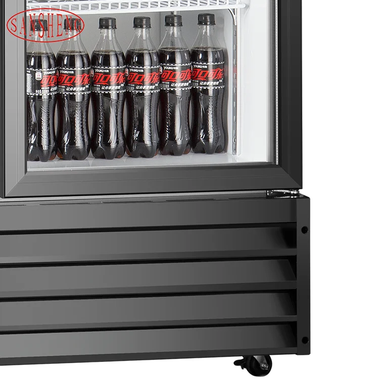 Supermarket Commercial Vertical Upright Freezers Display Refrigerator Beverage Cooler With Glass Door