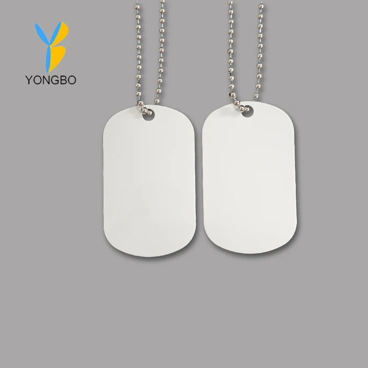 Custom Sublimation Blank Metal Dog Tag Printing Tag Necklace Aluminum Blank White Tag