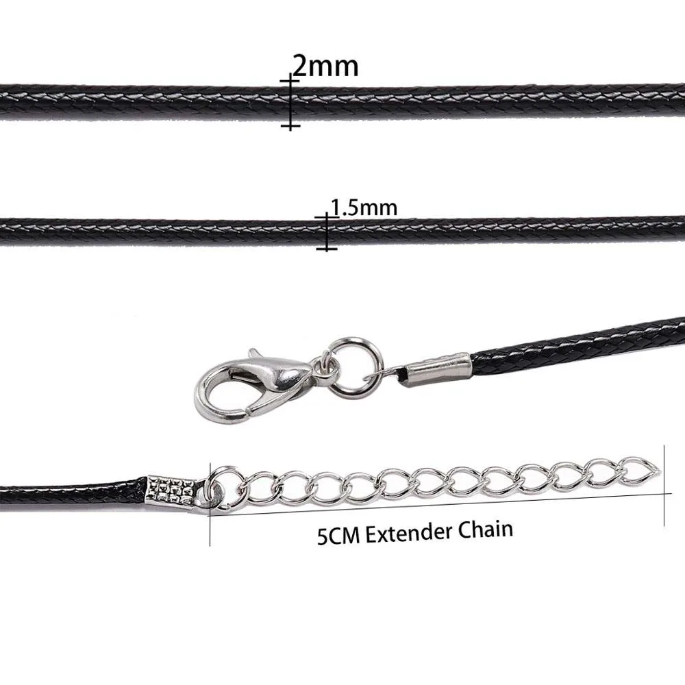 1.5/2mm 45cm Adjustable Colorful Leather Cord Necklace With Clasp Braided Rope For Jewelry Making DIY Necklace Bracelet