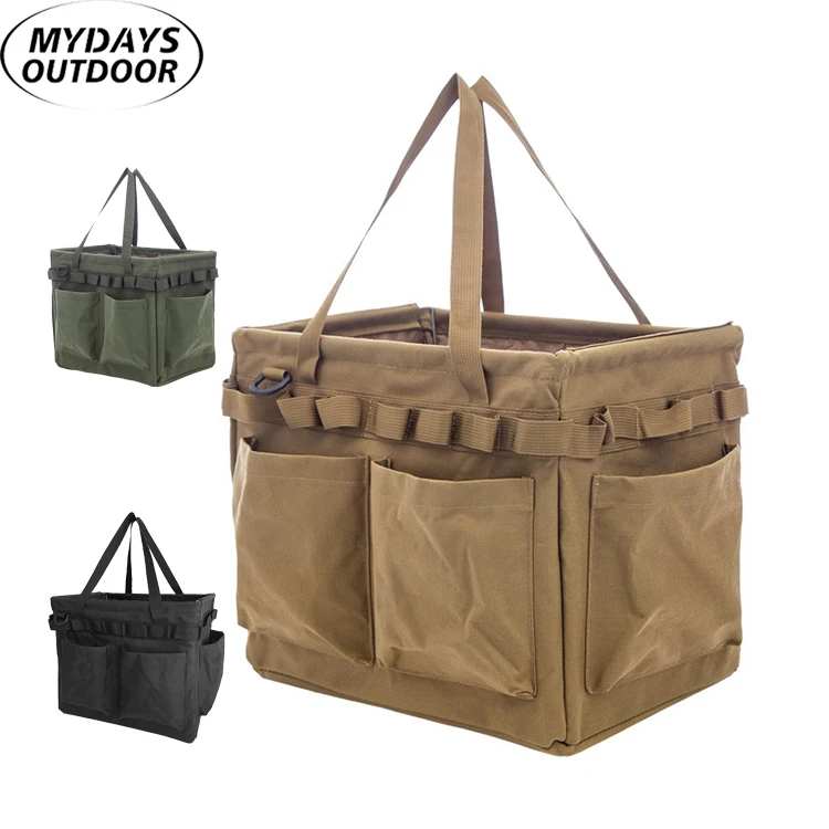 Mydays Outdoor Equipment Collapsible Cookware Picnic Garage Trunk Organizer Tactical Camping Tools Tote Storage Bag with Handle