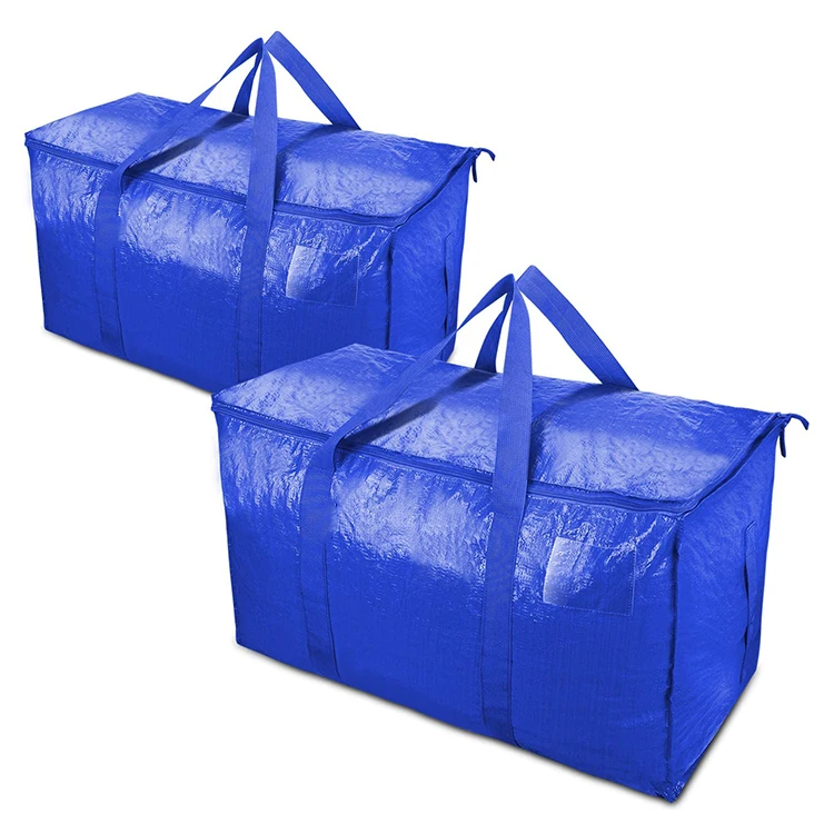 Extra Large Thick oversized PP woven shopping storage moving bag with strong handle and zipper for travel