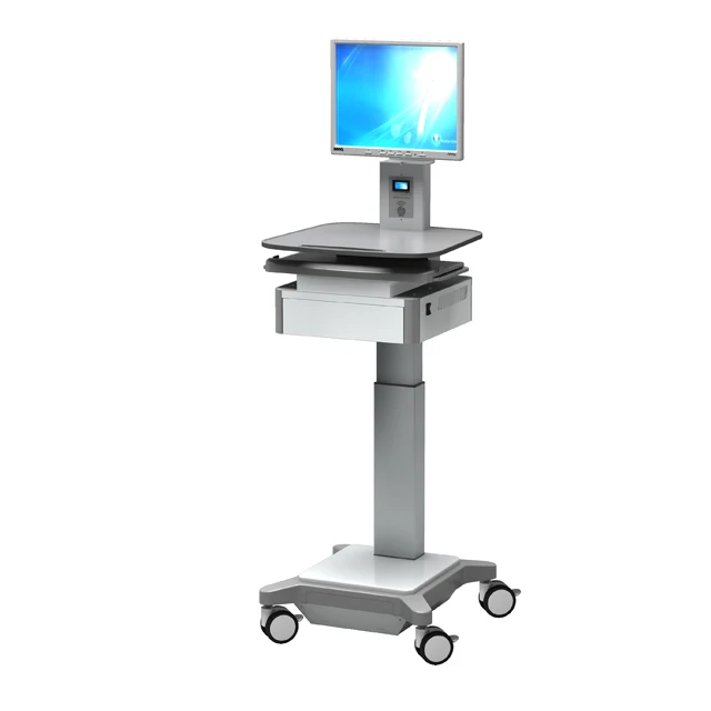 Mobile Workstation laptop Trolley Hospital Medical Information Computer Cart with Drawer