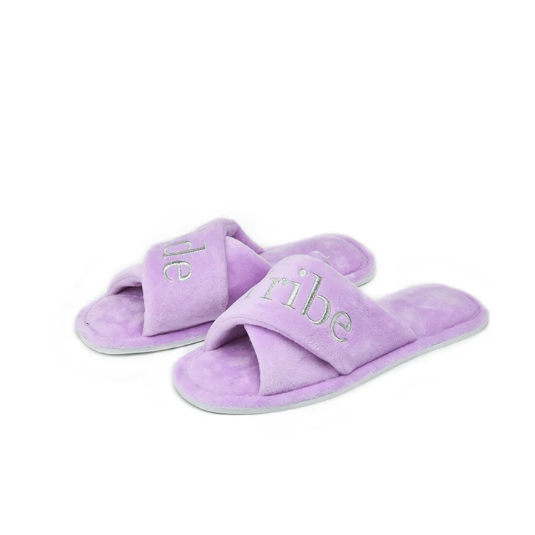  2021 High Quality Customized Wedding Party Bride Cross Strap Slippers Indoor Bedroom Women