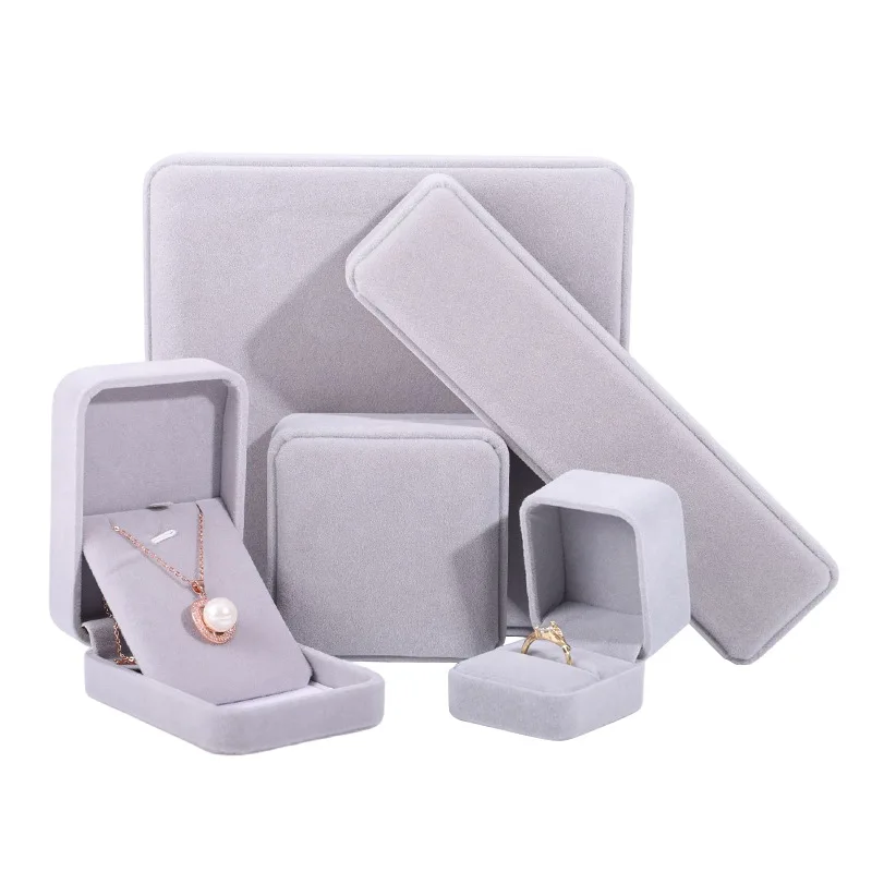BestClean High Grade Grey Jewelry Gift Box Wholesale Flannel Box Necklace Bracelet Bracelet Jewelry Ring Packaging Box