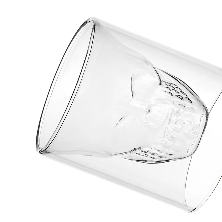 Термостойкая боросиликатная кружка в форме черепа с двойными стенками для вина виски стеклянная чашка