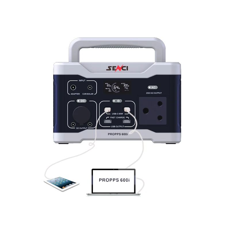 Senci 600w 110V 220V 230V 240V Portable Power Station Ups Supply 600W 509WH with AC DC USB QC3.0 for Outdoor Use