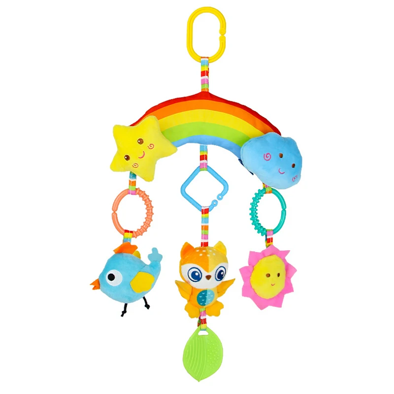 Baby Hanging Toys Car Seat Toys for Infants with BB Squeaker Soft Plush Baby Stroller Toys with C-Clip Ring
