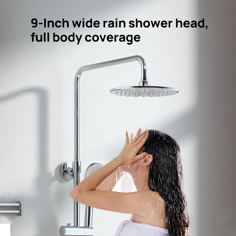JOMOO 3 In 1 High Pressure Silica Gel Rainfall Shower Set One-Button Stop Shower Mixer With Integrated jet spray