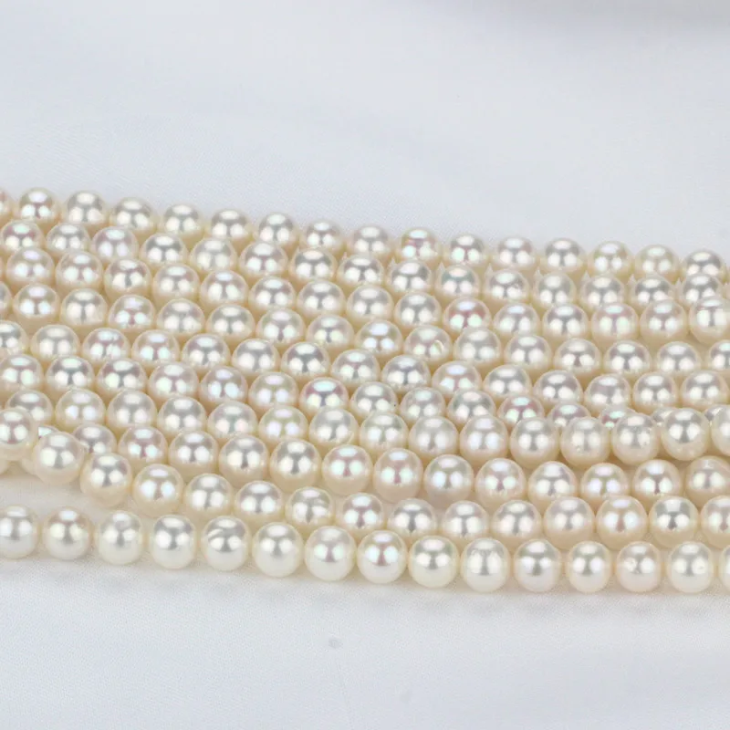 Натуральный пресноводный белый кремовый круглый жемчуг 7-8 мм AA оптом