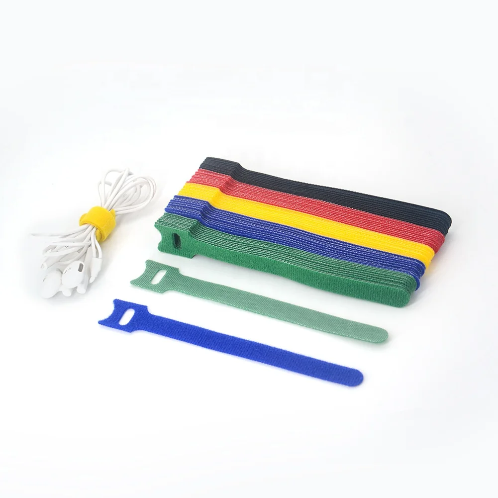 Wholesale custom sizes Reusable Colorful Nylon Hook and Loop Cable Ties